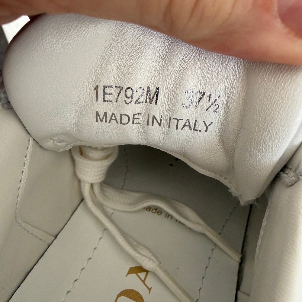 Prada 1E792M Women's Ivory Downtown Nappa Leather Sneakers shoes trainers 37.5 - Picture 6 of 16